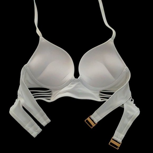 32B Small 2 Piece Set Swim Bombshell Longline Bikini White Adds two cup sizes - Picture 5 of 16